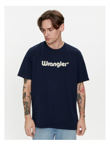 Wrangler Тишърт Logo 112350524 Тъмносин Regular Fit