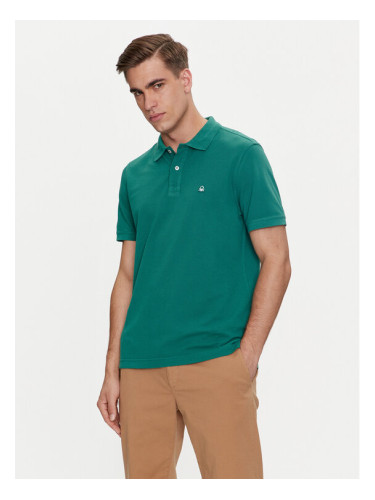 United Colors Of Benetton Тениска с яка и копчета 3089J3179 Зелен Regular Fit