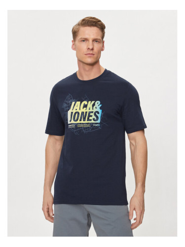 Jack&Jones Тишърт Map 12257908 Тъмносин Regular Fit