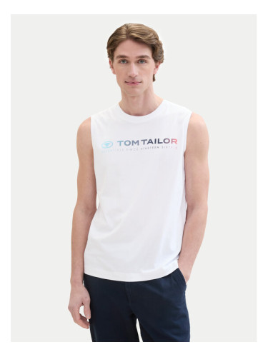 Tom Tailor Мъжки топ 1041866 Бял Regular Fit