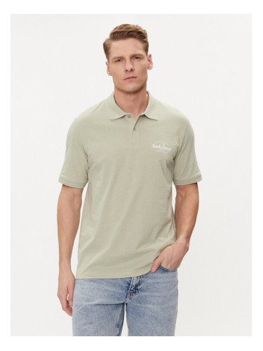 Jack&Jones Тениска с яка и копчета Forest 12248621 Зелен Standard Fit