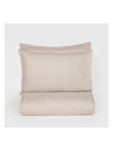 Спално бельо райе без долен чаршаф СЕВИЛЯ ЛУКС пясъчно сиво, 3 части