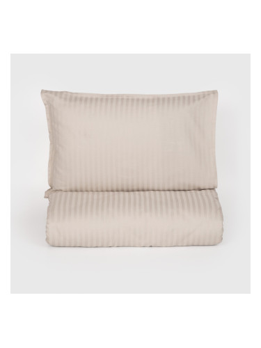 Спално бельо райе без долен чаршаф СЕВИЛЯ ЛУКС пясъчно сиво, 2 части