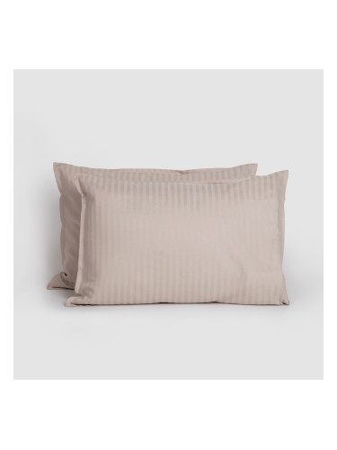 Комплект Калъфки райе 100% Памучен сатен 50/70 см, СЕВИЛЯ ЛУКС пясъчно сиво