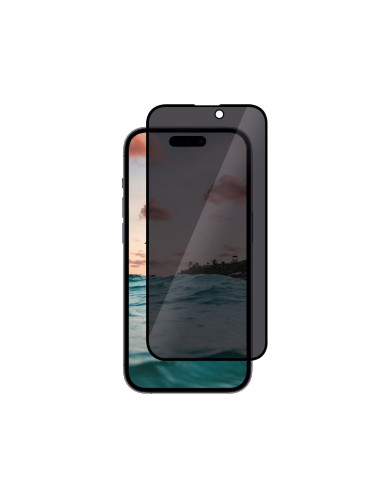 Стъклен протектор MBX 5D Full Privacy с цяло лепило, За iPhone 15 (6.1), Черен