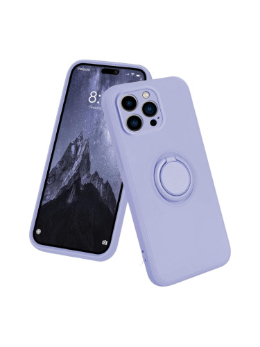 Силиконов кейс bSmart Finger Grip, За iPhone 15 Plus (6.7), Светлолилав