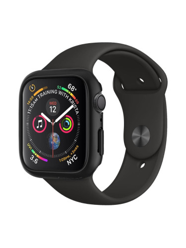 Ултра тънък твърд кейс Spigen Thin Fit за Apple iWatch 4/5/6/SE/44mm, Черен