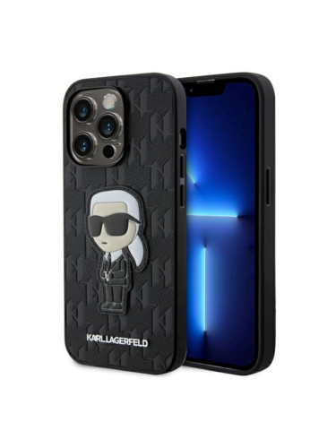 Оригинален кейс Karl Lagerfeld Saffiano Monogram Ikonik, За iPhone 14 Pro Max (6.7), Черен