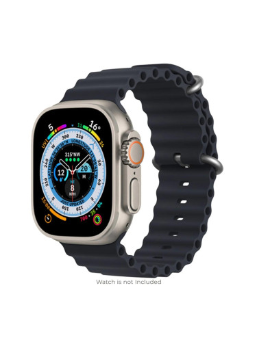 Силиконова каишка с дупки bSmart Ocean с магнитно закопчаване, за Apple iWatch 42/44/45/49mm, Черна