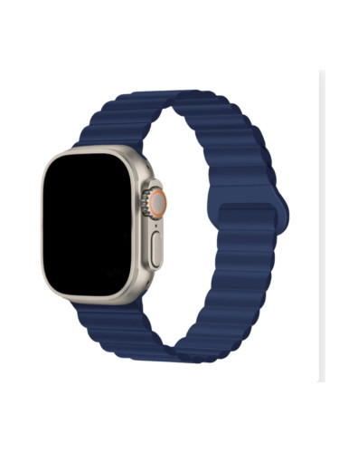 Силиконова каишка bSmart Ocean с магнитно закопчаване, за часовник Apple iWatch 42/44/45/46/49mm, Тъмносиня