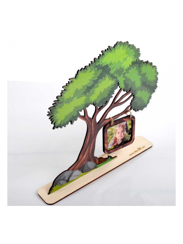 Дървен сувенир под формата на дърво със снимка