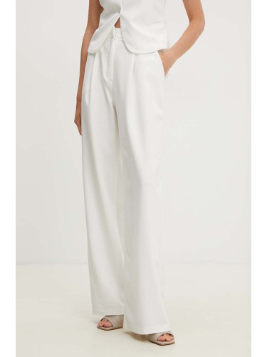 Памучен панталон Answear Lab в бяло със стандартна кройка, с висока талия