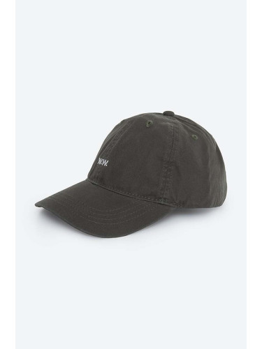 Памучна шапка с козирка Wood Wood Low profile twill cap в зелено с изчистен дизайн 12110804.7083