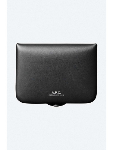 Кожен портфейл A.P.C. Josh Coin-Purse в черно