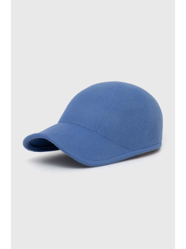 Вълнена шапка с козирка MAX&Co. в синьо с изчистен дизайн 2416571036200
