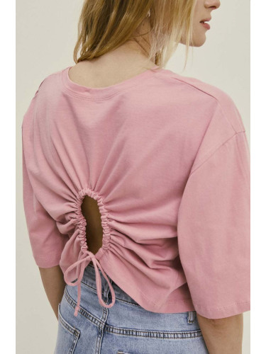 Памучна тениска Answear Lab в розово