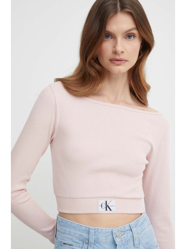 Блуза с дълги ръкави Calvin Klein Jeans в розово J20J223355