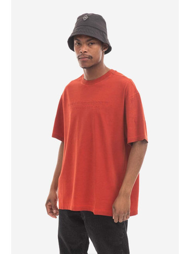 Памучна тениска A-COLD-WALL* Overdye ACWMTS088 WINE в червено с апликация