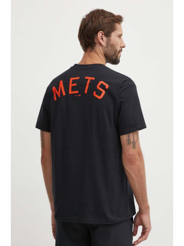 Памучна тениска Nike New York Mets в черно с принт