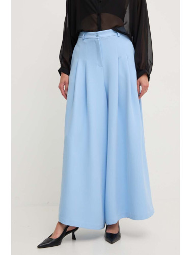Панталон Answear Lab в синьо с широка каройка, с висока талия