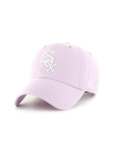 Памучна шапка с козирка 47 brand MLB Chicago White Sox в лилаво с апликация B-NLRGW06GWS-YX