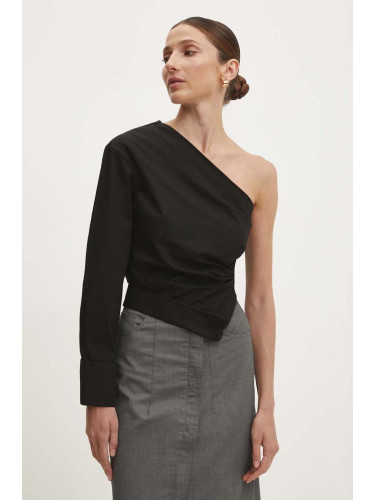 Памучна блуза Answear Lab дамска в черно с изчистен дизайн