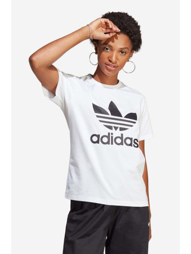 Тениска adidas Originals в бяло с десен