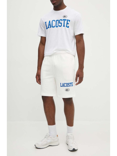 Памучен къс панталон Lacoste в бяло