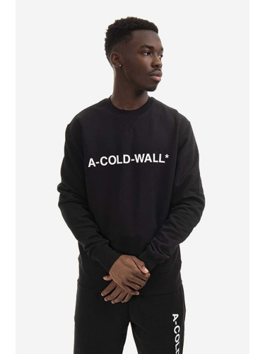 Памучен суичър A-COLD-WALL* Essential Logo Crewneck в черно с принт