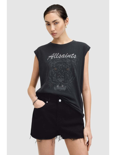 Памучна тениска AllSaints HUNTER BROOKE TANK в черно W084JA