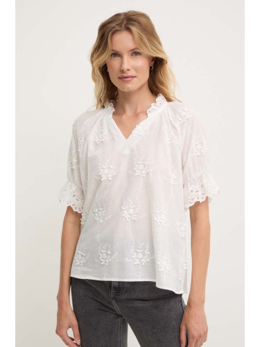 Памучна блуза Answear Lab дамска в бяло с флорален десен