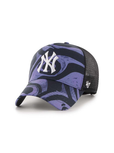 Шапка с козирка 47 brand MLB New York Yankees в лилаво с десен B-ENLDT17PTP-PP