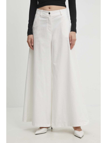 Панталон Answear Lab в бяло с широка каройка, с висока талия
