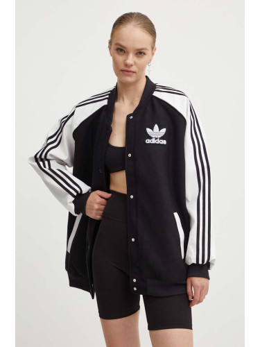 Яке бомбър adidas Originals SST Oversize VRCT в черно преходен модел с уголемена кройка IR5519