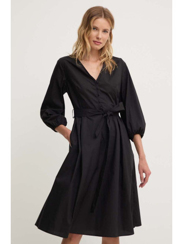 Памучна рокля Answear Lab в черно къса разкроена