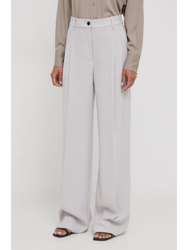Панталон Calvin Klein в сиво с широка каройка, висока талия K20K206774