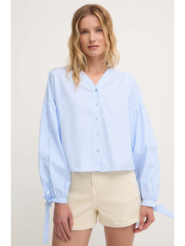 Памучна риза Answear Lab дамска в синьо със свободна кройка