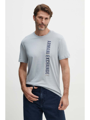 Памучна тениска Armani Exchange в сиво с принт