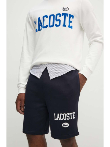 Памучен къс панталон Lacoste в черно