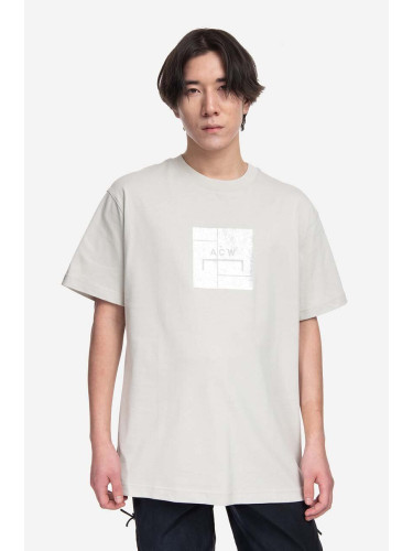Памучна тениска A-COLD-WALL* Foil Grid SS T-Shirt в сиво с принт