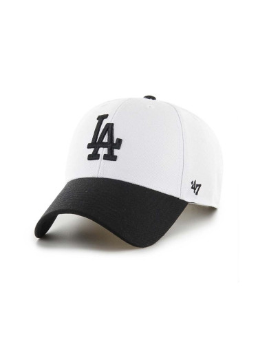 Шапка с козирка 47 brand MLB Los Angeles Dodgers в бяло с апликация B-SUMTT12WBP-WH