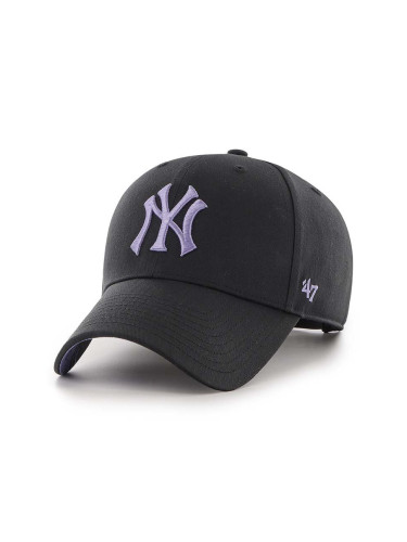 Шапка с козирка 47 brand MLB New York Yankees в черно с апликация B-ENLSP17CTP-BK