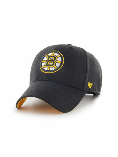 Шапка с козирка 47 brand NHL Boston Bruins в черно с апликация H-BLPMS01WBP-BK