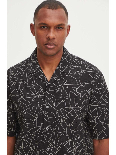 Риза Medicine мъжка в черно със свободна кройка