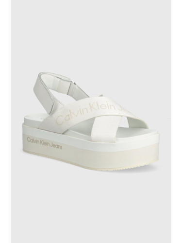 Сандали Calvin Klein Jeans FLATFORM SANDAL SLING IN MR в бяло с платформа YW0YW01362