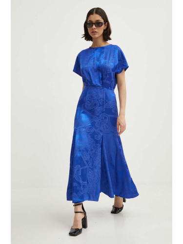 Рокля Never Fully Dressed Erin Dress в синьо дълга разкроена NFDDR1498