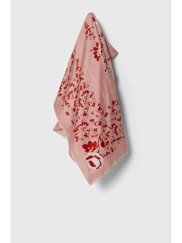 Копринен шал Lanvin в розово с десен 6L9090.SR557