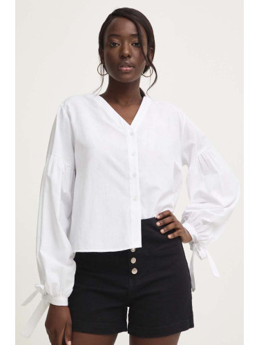 Памучна блуза Answear Lab дамска в бяло с изчистен дизайн