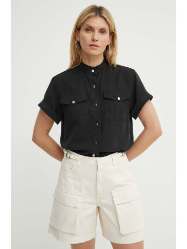 Риза Theory дамска в черно със стандартна кройка
