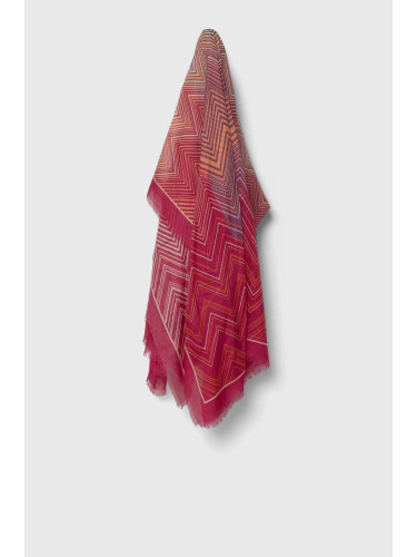 Копринен тънък шал Missoni в розово с десен SL80MMD9448